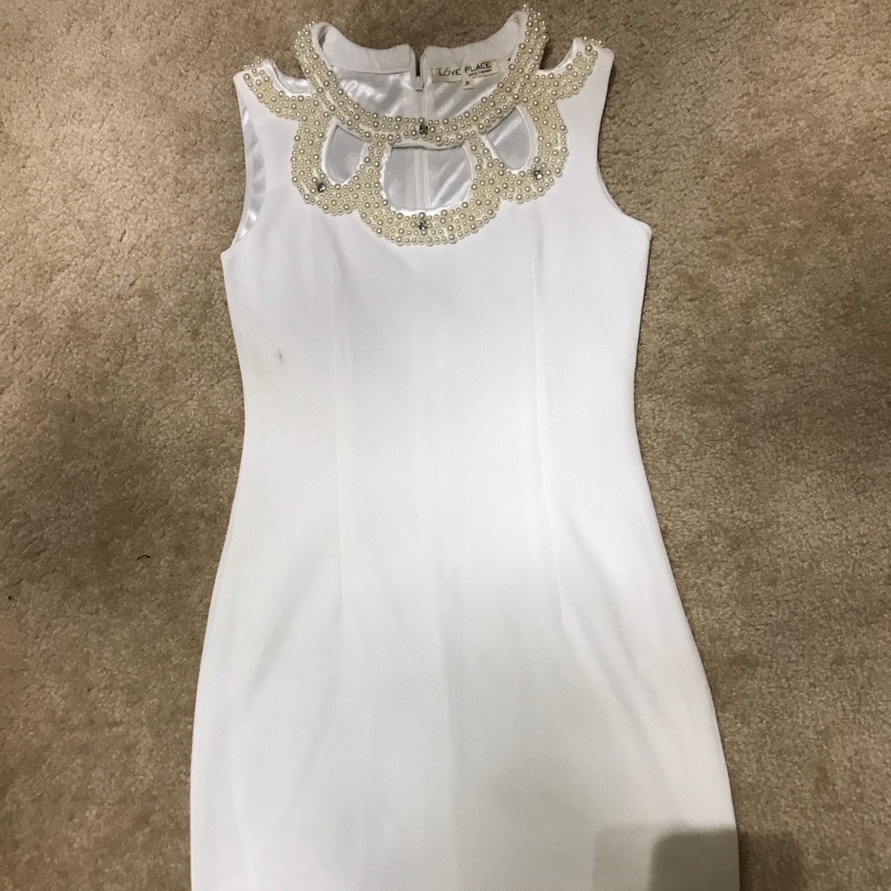 White embellished bodycon dress